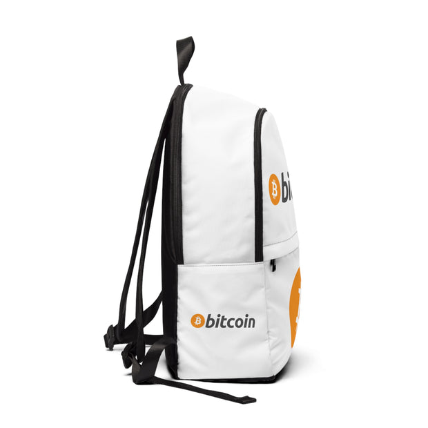 Bitcoin Unisex Fabric Backpack (White)