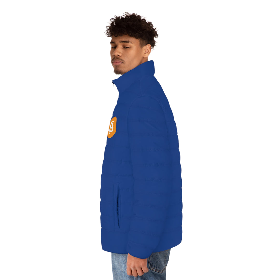 Bitcoin Men's Puffer Jacket (Blue)