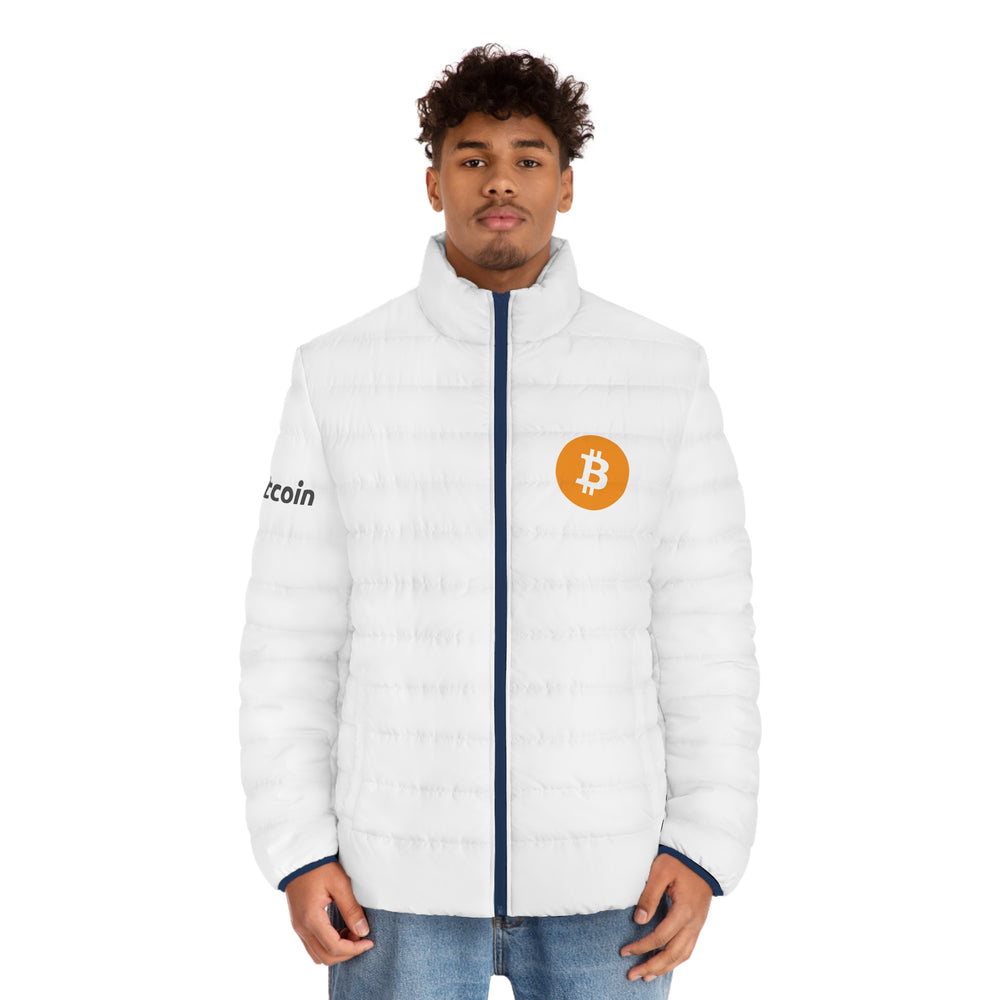 Bitcoin Men's Puffer Jacket (White)