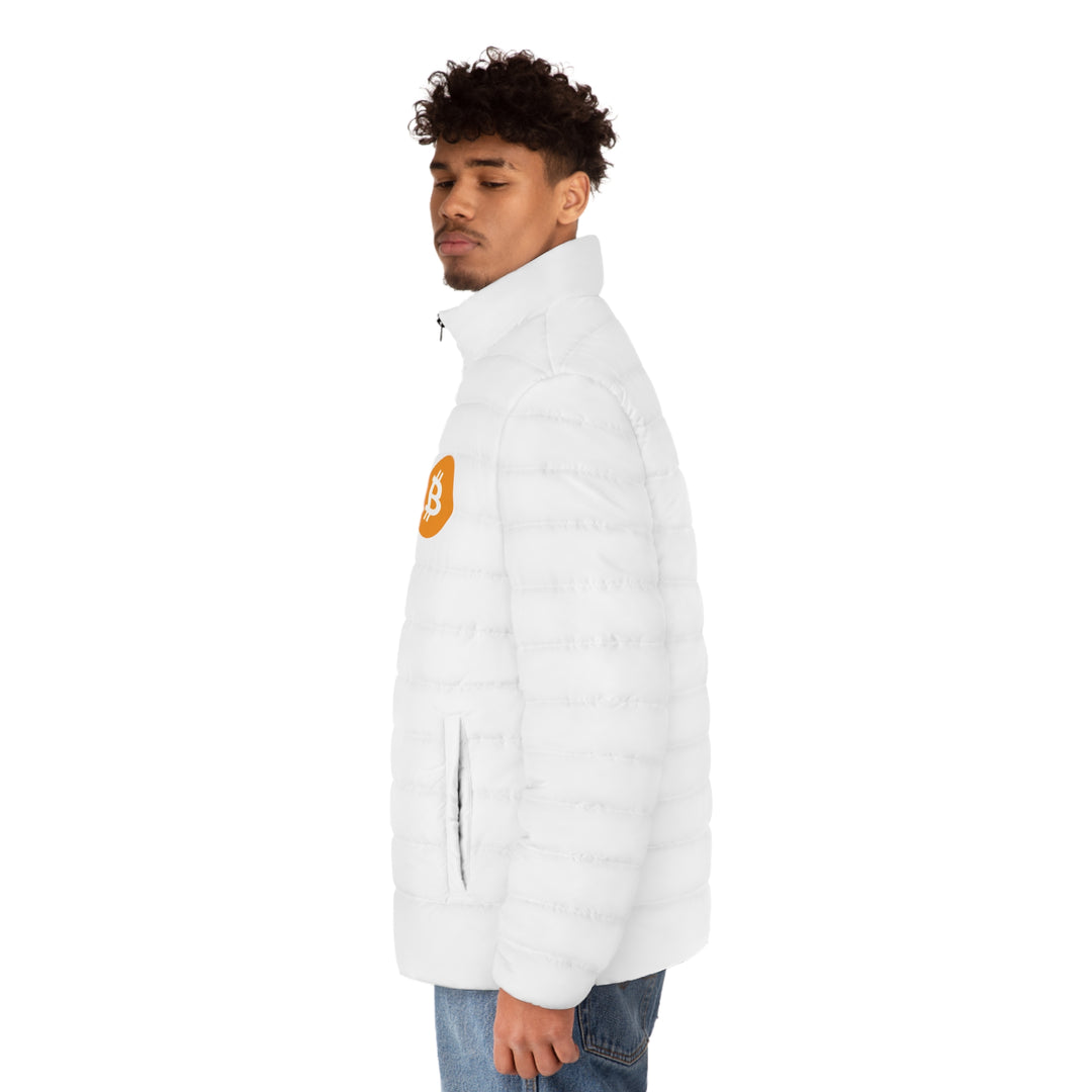 Bitcoin Men's Puffer Jacket (White)