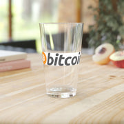 Bitcoin Long Logo Pint Glass, 16oz