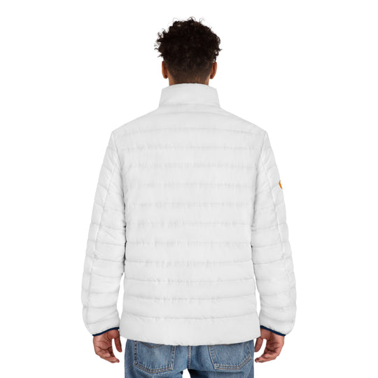 Bitcoin Men's Puffer Jacket (White)