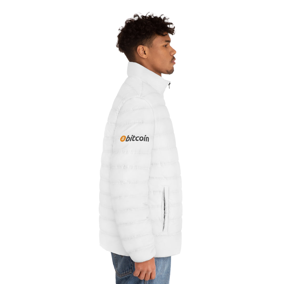 Bitcoin Men's Puffer Jacket (White)