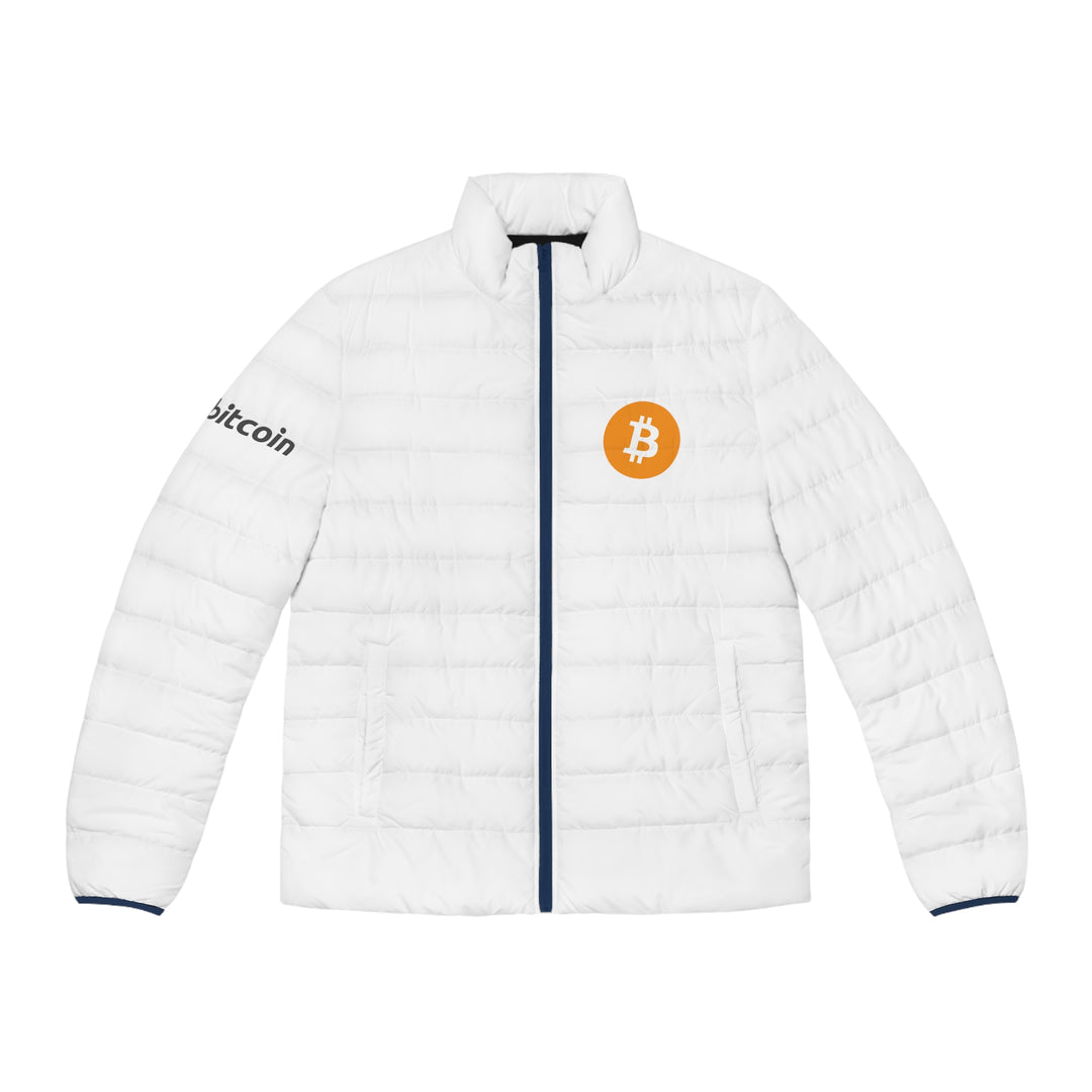 Bitcoin Men's Puffer Jacket (White)