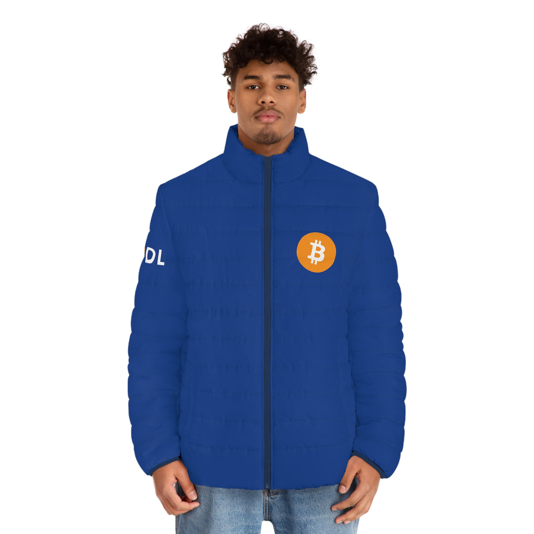 Bitcoin Men's Puffer Jacket (Blue)